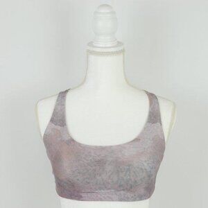Onzie Chic Women's Size M/L Purple & Gray Print Racerback Strappy Sports Bra